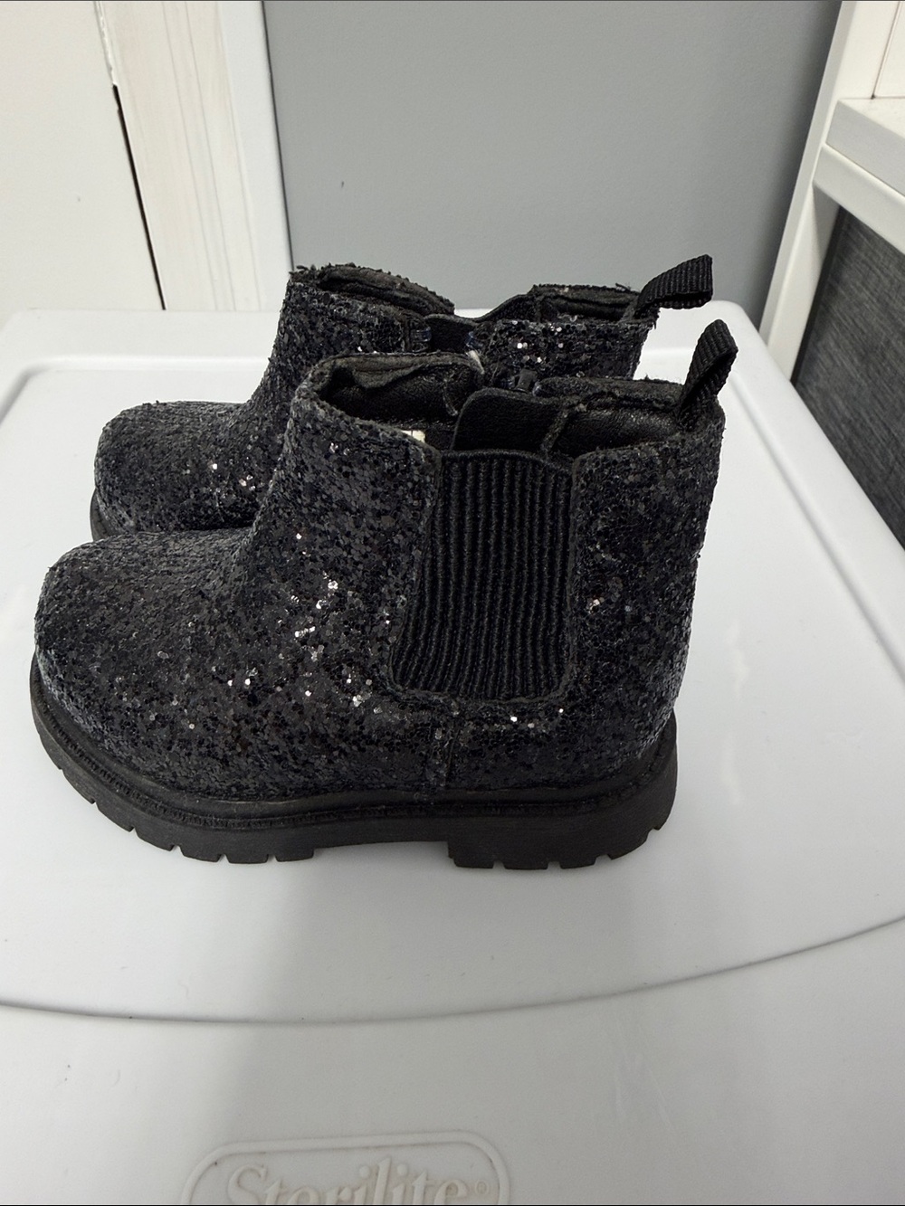 Carter's Black Sequin Chelsea Boots for Kids